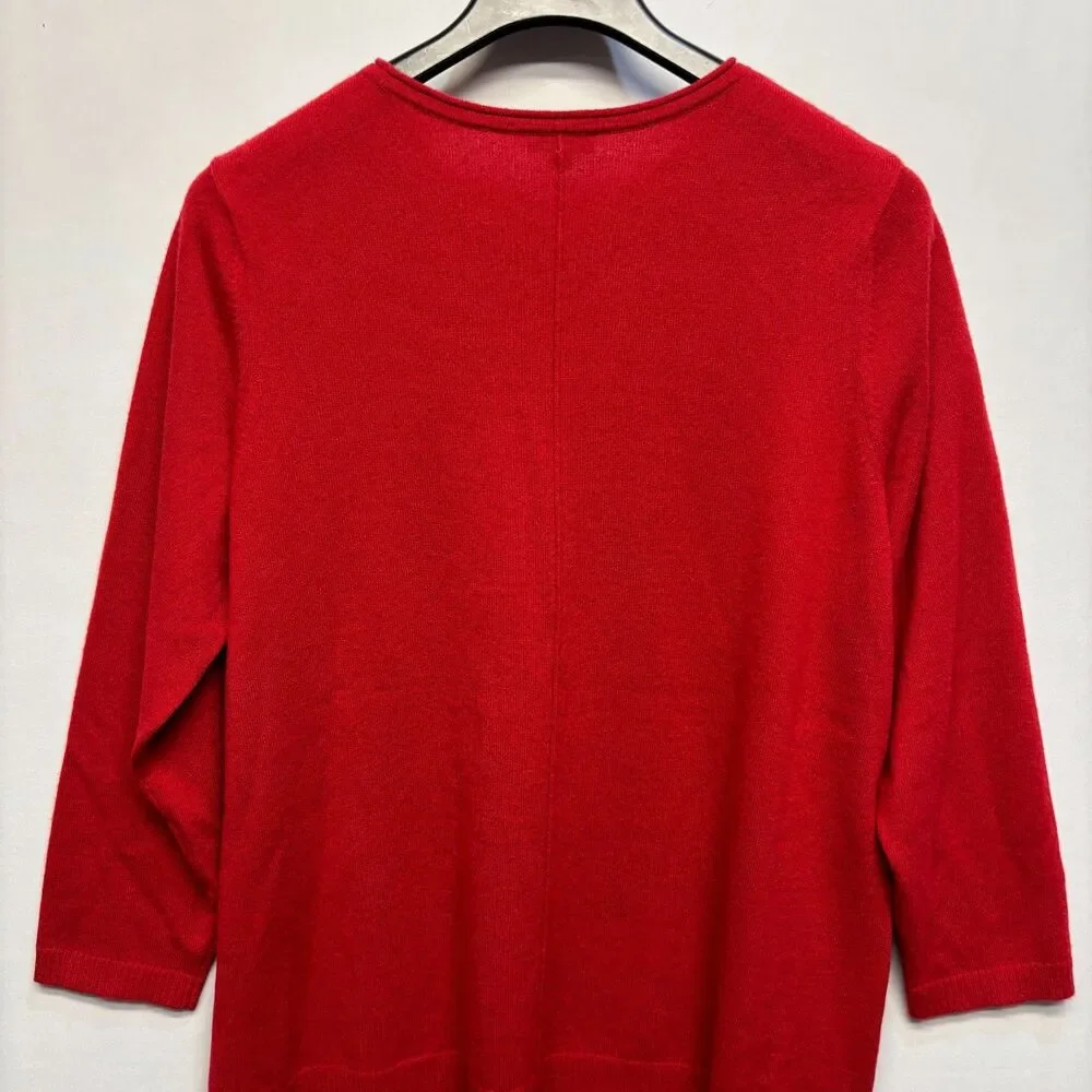 J Jill Women 100% Cashmere Sweater Size XL X-Large Petite Red C124 -17